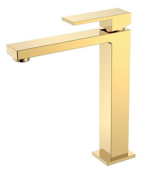 Смеситель для раковины высокий Boheme Qubic золото глянцевое 472-G