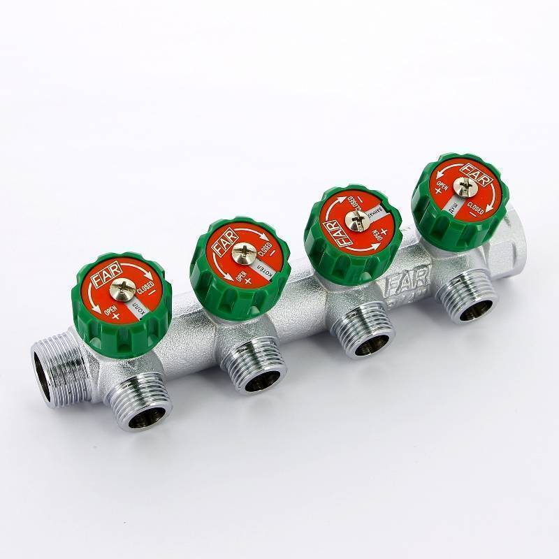 Коллектор FAR 3/4 НВ 4 выхода 1/2 Н 45 мм плоская прокладка FK 3824 3412TP