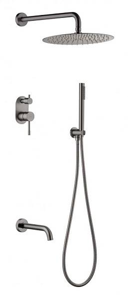 Душевой комплект встраиваемый Boheme Uno верхний душ 30 см gun metal 464-2-GM