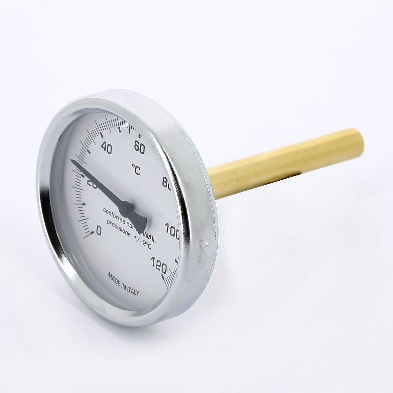 Термометр биметаллический Emmeti погружной 80 мм 0-120 °C гильза 100 мм 00611812