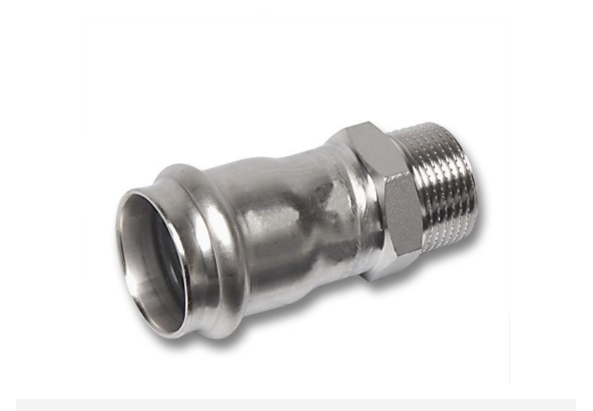 Ниппель, Sanha, переходной, NiroPress AISI304L, ВПр-НР, 18x3/4, 91243G.3