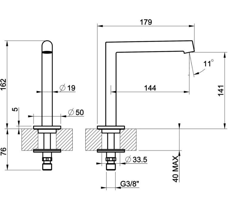 Излив Gessi Anello на раковину/столешницу 162x144 мм Nickel PVD 63321720