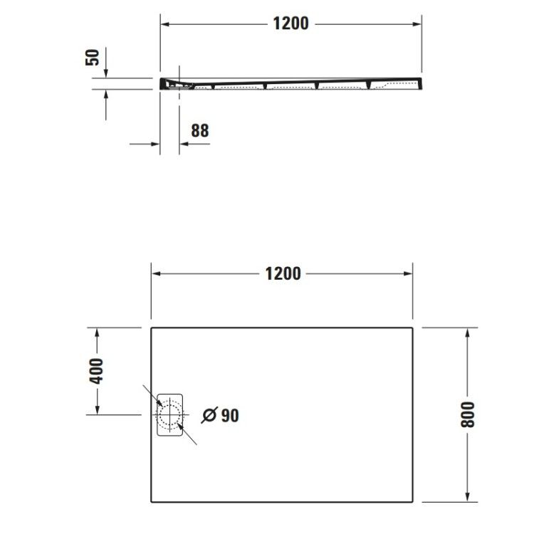 Душевой поддон Duravit Stonetto 1200x800x50 мм белый 720148380000000