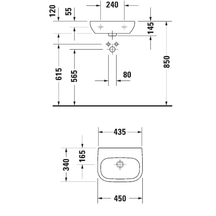 Раковина медицинская Duravit D-Code Med 450x340 мм белая 07074500002
