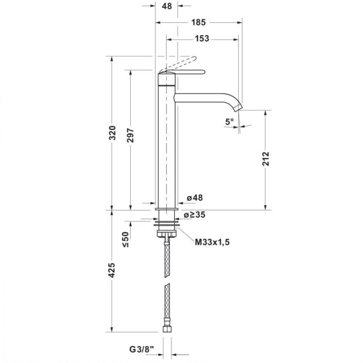 Смеситель для раковины Duravit Balcoon сталь брашированная BA1043002070
