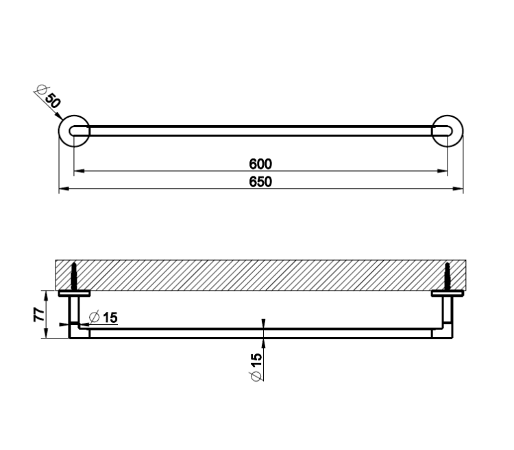 Полотенцедержатель Gessi Ingranaggio 600 мм Black Metal PVD 63903706