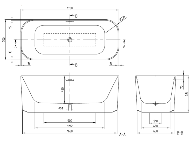 Ванна отдельностоящая Villeroy & Boch Finion 1700x700 мм альпийский белый UBQ177FIN7A100V401
