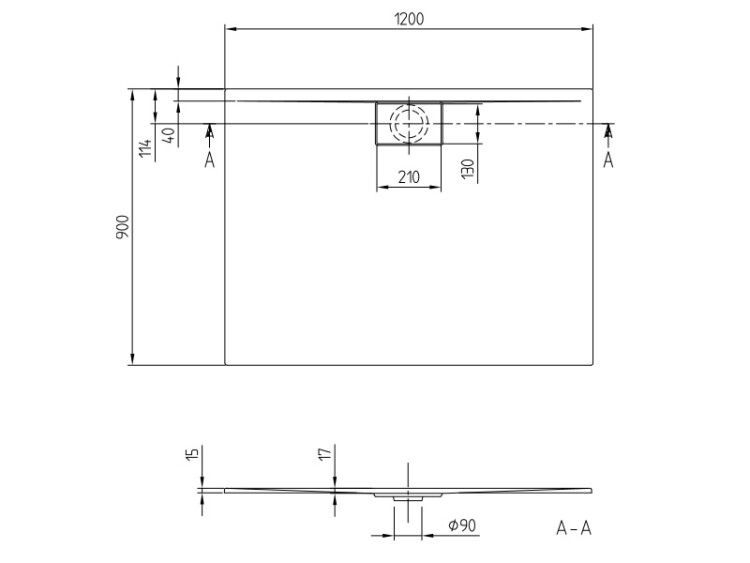 Душевой поддон Villeroy & Boch Architectura Metalrim 1200x900x17 мм с антислипом Vilbogrip белый UDA1290ARA215GV01