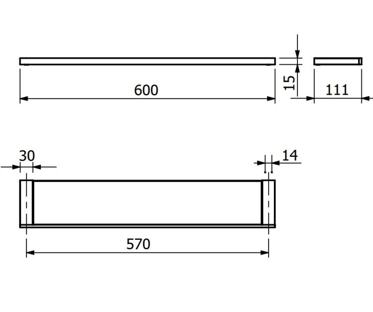 Полка Kludi VELA C 600x111 мм цвет бронза брашированная 31973N1