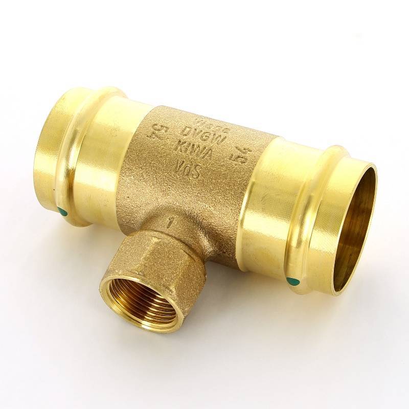 Тройник пресс-В Viega Sanpress 54х1х54 бронза 361228