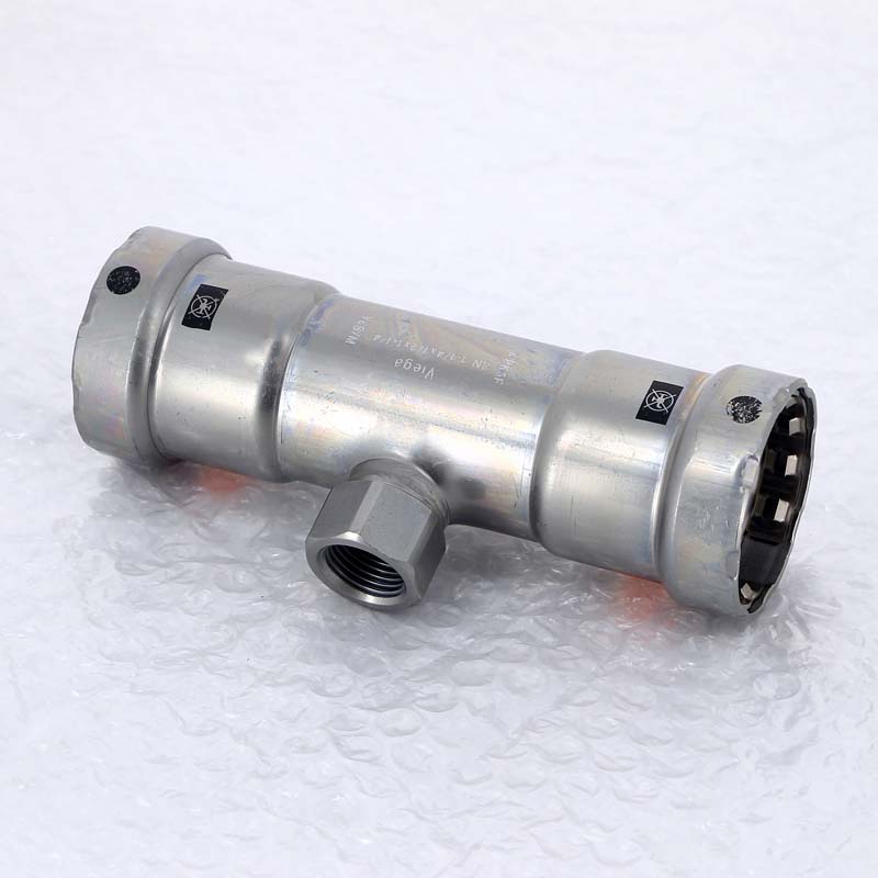 Тройник пресс Megapress Viega оцинкованная сталь 1 1/4х1/2х1 1/4 ВР 695200