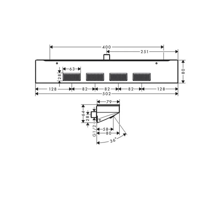 Боковой душ Hansgrohe Rainfinity 500 мм шлифованная бронза 26243140