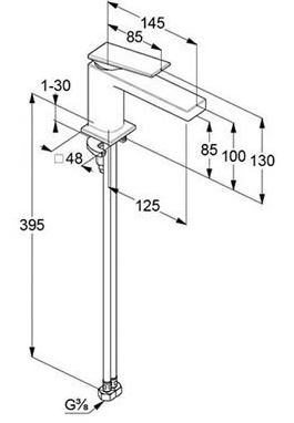 Смеситель для раковины Kludi DECUS однорычажный цвет сталь оружейная 54290N275