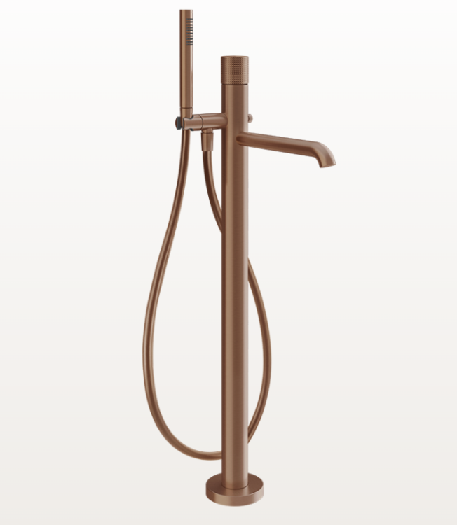 Смеситель для ванны и душа, Gessi, Habito Cesello, напольный, цвет-Copper Brushed PVD