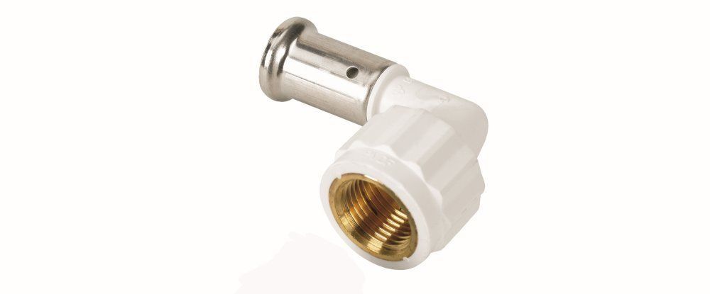 Угольник 90° Henco PVDF пресс с внутренней резьбой 20x3/4 белый 6PKW-2005