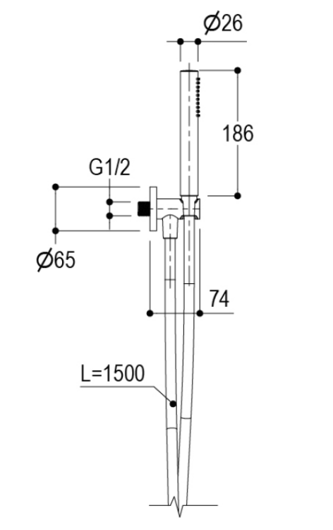 Ручной душ Ritmonio 28x186 мм с шлангом и держателем Brushed Chrome 72J019IX