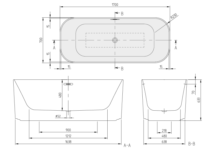 Ванна отдельностоящая Villeroy & Boch Finion 1700x700 мм Stone White UBQ177FIN7N100V1RW
