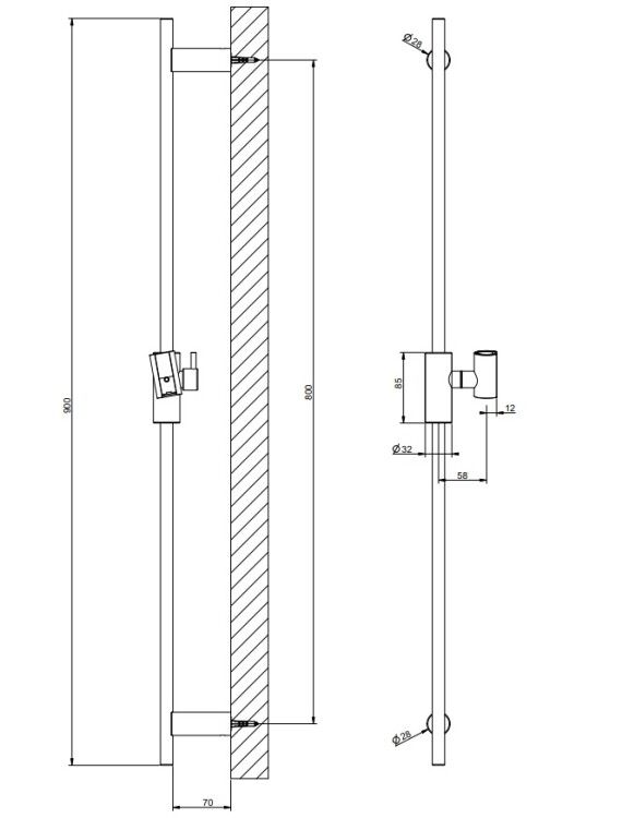 Штанга для душа Gessi Habito Unito 900 мм Dark Bronze 70044845