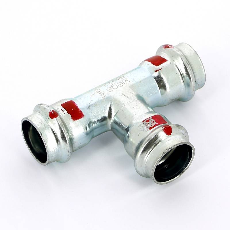 Тройник пресс Viega Prestabo оцинкованная сталь 22 мм 558635