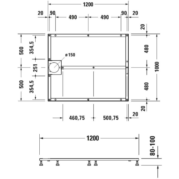 Опорная рама Duravit Stonetto для душевого поддона 1200x1000 мм 791107000000000