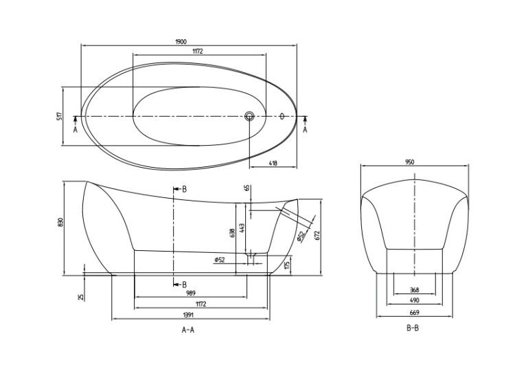 Ванна Villeroy & Boch Aveo New Generation 1900x950 мм овальная UBQ194AVE9T1BCV01