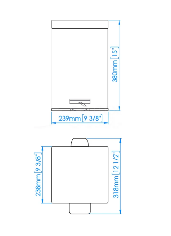 Ведро для мусора Mediclinics 12 л с педалью 239x318x380 мм сталь PP1214C