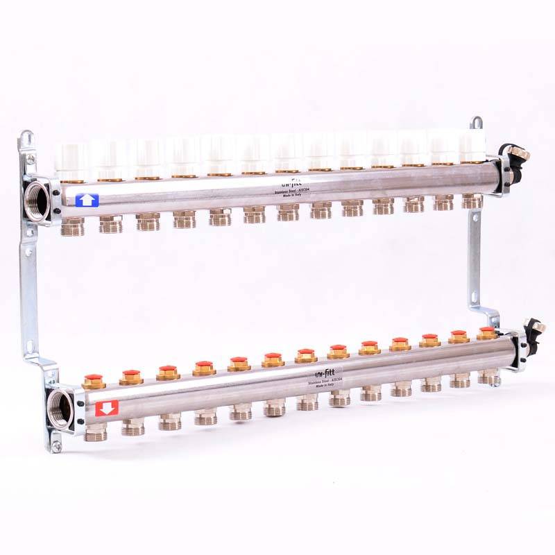 Коллекторная группа из нержавеющей стали Uni-Fitt 315S с регулировочными и термостатическими вентилями 1 x 3/4 EK 13 выходов 451I4313