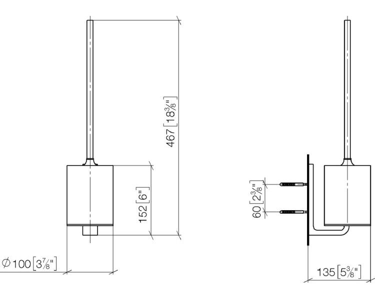 Ёршик Dornbracht Imo настенный 100x136x451 мм Dark Platinum сатинированная 83900976-99