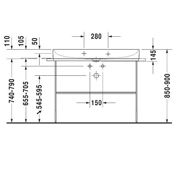 Консоль Duravit DuraSquare напольная 1065x451 мм с полотенцедержателем цвет хром 0031034600
