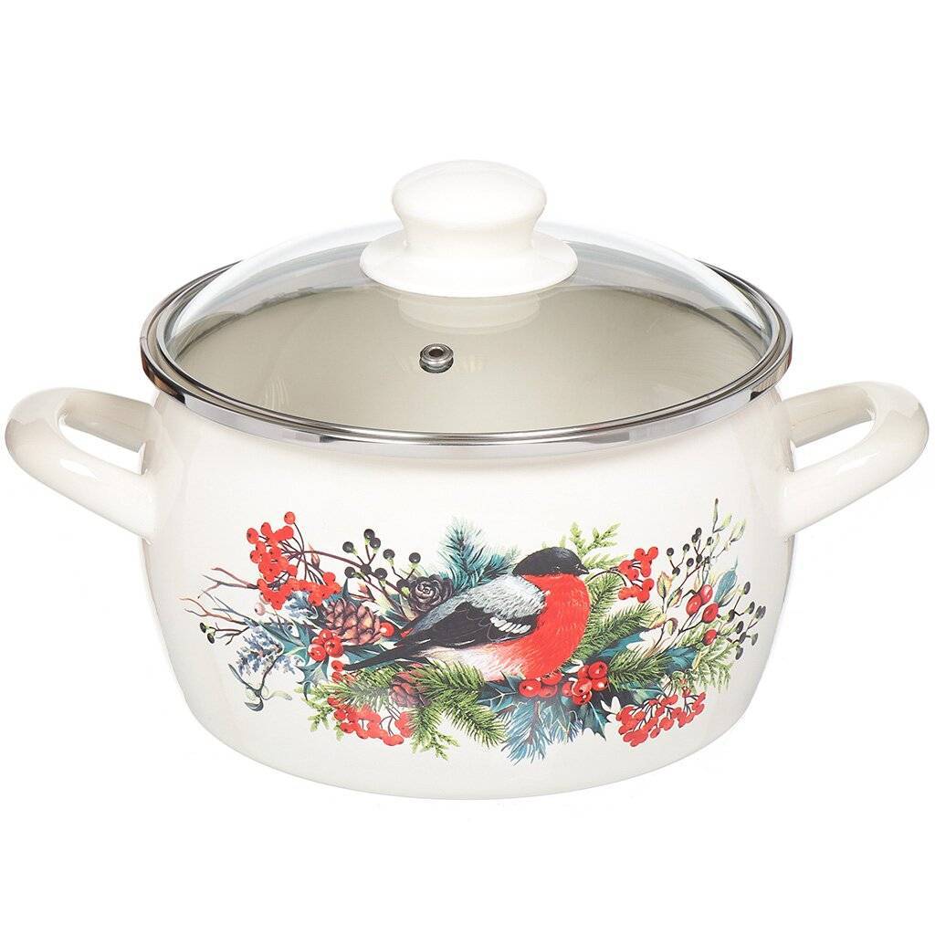 Кастрюля эмалированная Metrot Снегирь 3 л 8548