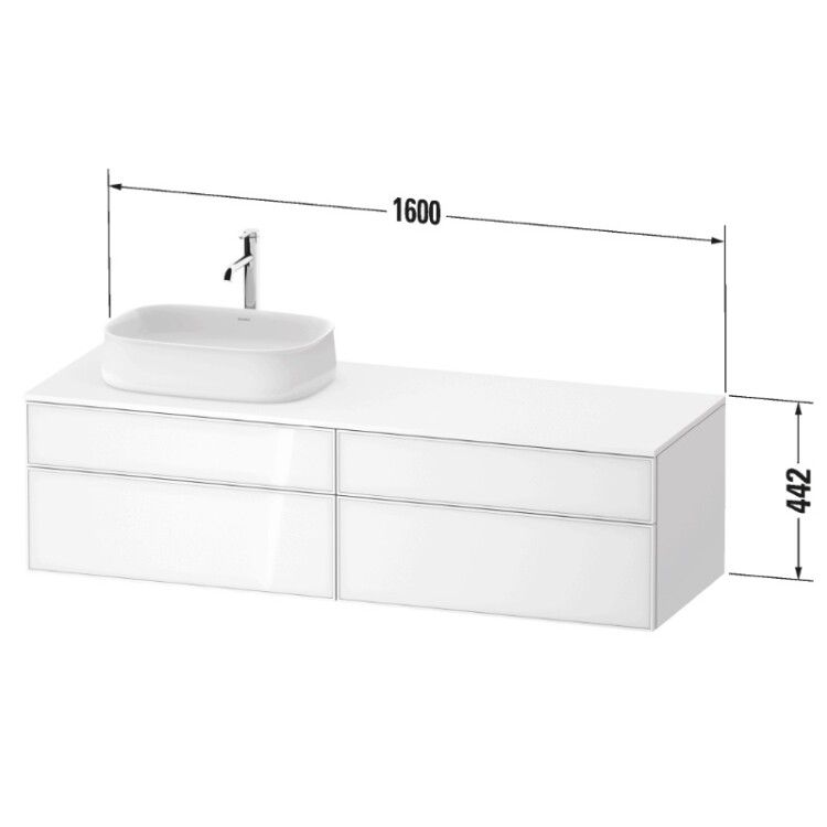 Тумба под раковину Duravit Zencha 1600x550x442 мм подвесная черный ZE4824L63830000
