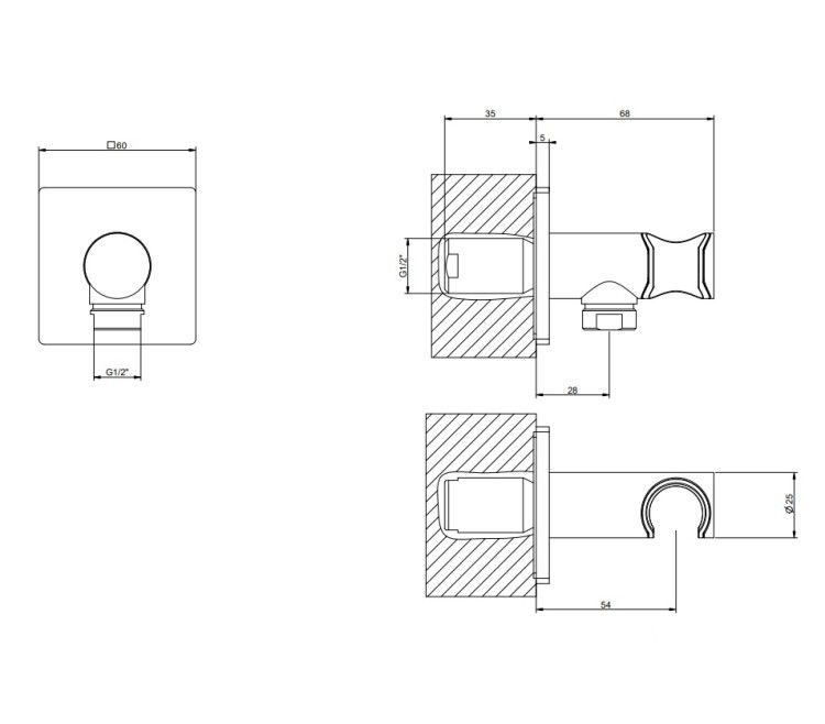 Шланговое подсоединение Gessi Inverso Bath & Shower с держателем цвет Black Metal Brushed PVD 73061707