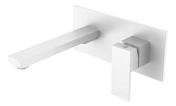 Смеситель для раковины настенный Boheme Qubic белый матовый 475-MW