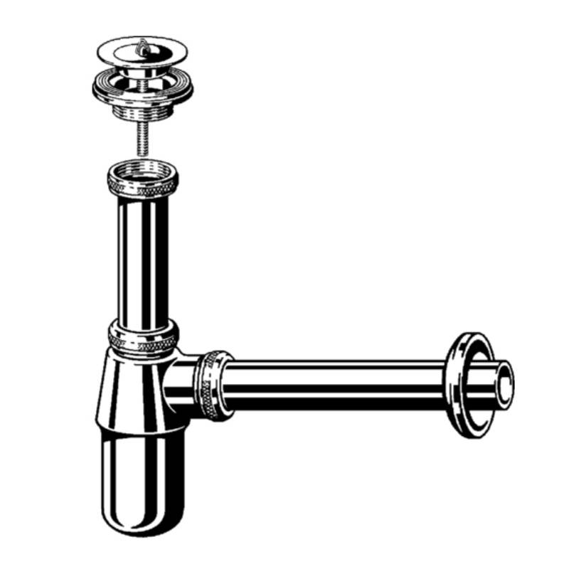 Сифон бутылочный Viega 1 1/4 x 32 x 150 мм с пробкой хром 456580
