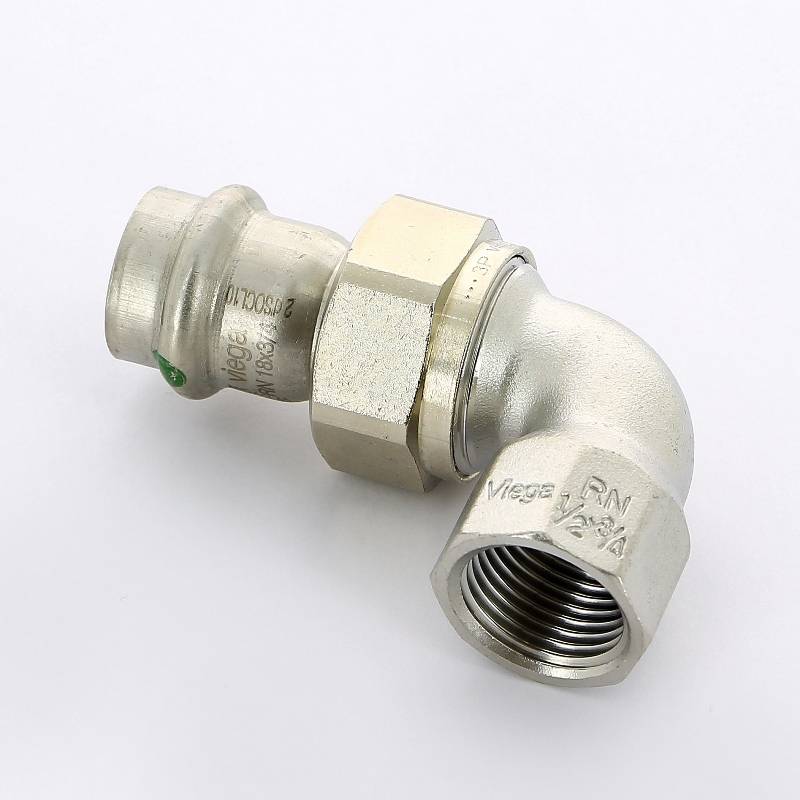 Угол разъемный пресс-В Viega Sanpress Inox 18х1/2 нержавеющая сталь 437305