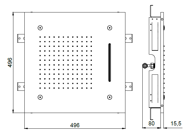 Верхний душ Almar Shower Heads built-in 496x496 мм 3 режима Stainless Steel Mirror E044140MS