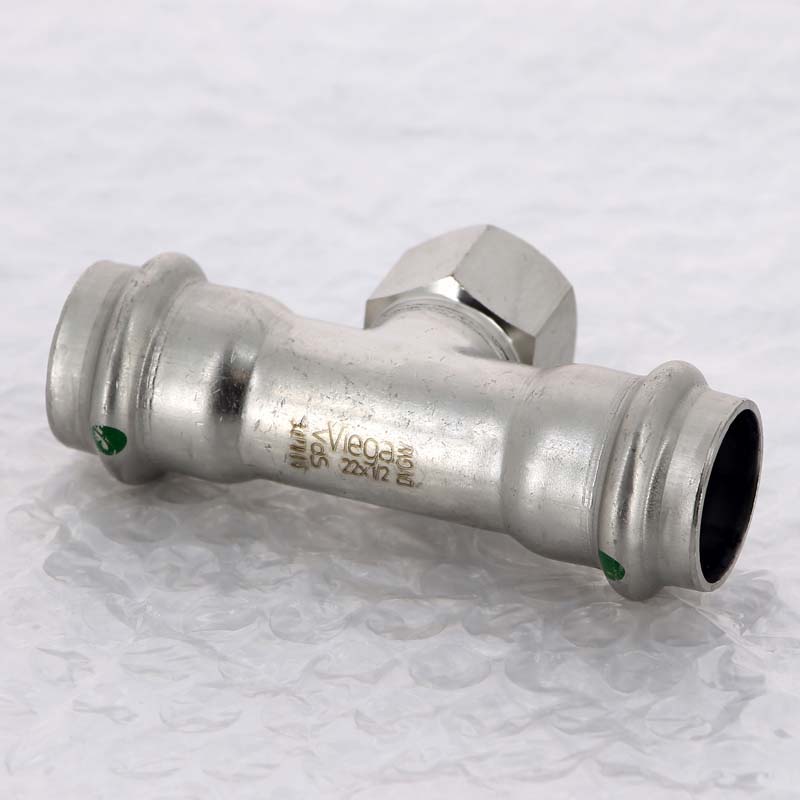 Тройник пресс Sanpress Inox Viega нержавеющая сталь 22х1/2х22 мм ВР 437176