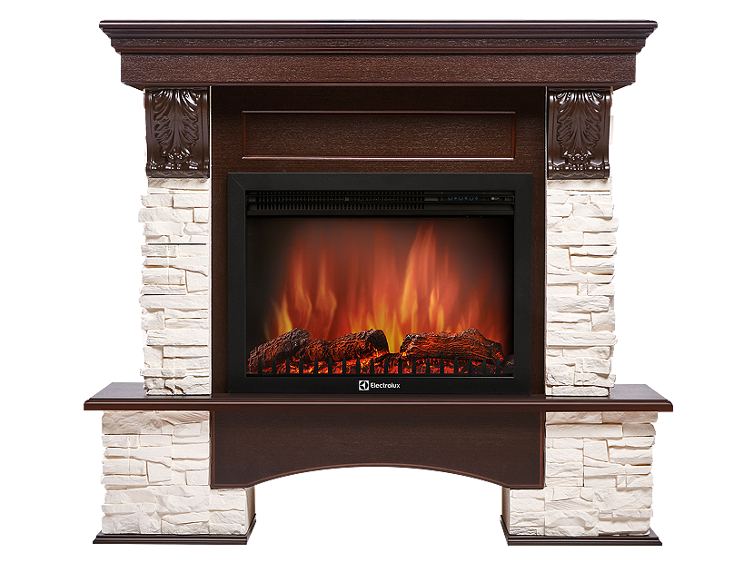 Портал для электрокамина Firelight Pietra 25S белый камень шпон темный дуб НС-1158501