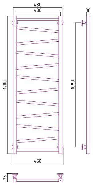 Полотенцесушитель водяной Сунержа Сирокко 400x1200 мм без покрытия 00-0253-1240