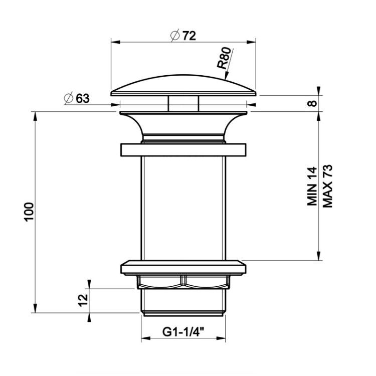 Донный клапан Gessi Technical Accessories 1 1/4 свободного слива без перелива Antique Brass 01391713