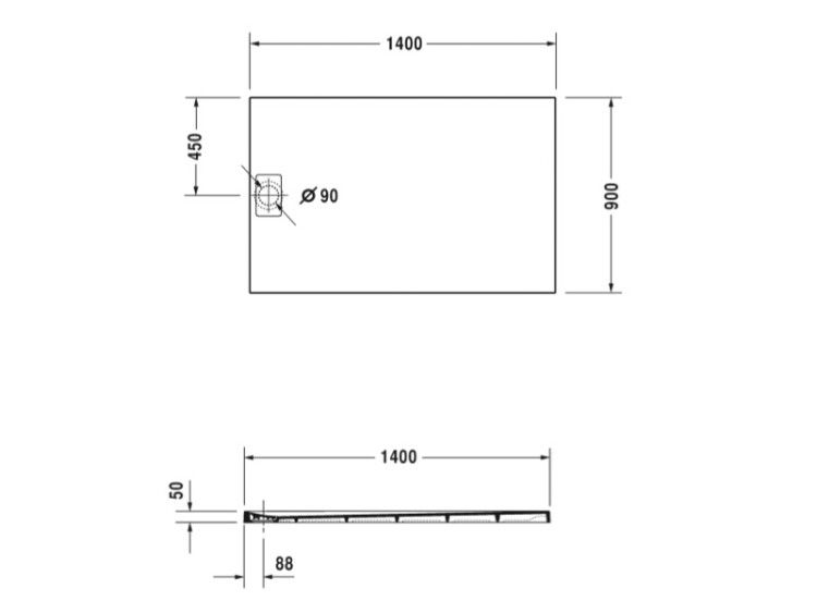 Душевой поддон Duravit Stonetto 1400x900 мм белый 720150380000000