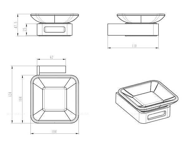 Мыльница подвесная Boheme Q квадратная белый матовый 10943-MW