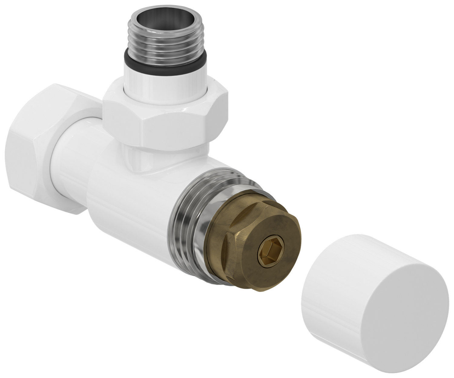 Вентиль регулирующий угловой Сунержа под шестигранник G 1/2 x G 3/4 белый глянец 12-1404-1234