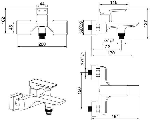 Смеситель для ванны с душем Allen Brau Infinity черный матовый 5.21006-31