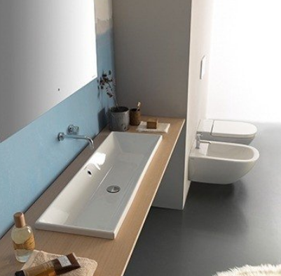 Раковина Globo Vanity Basins 900x340x170 мм встраиваемая без отверстий для смесителя FO090BI