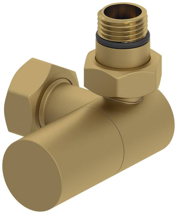 Вентиль для полотенцесушителя Сунержа 3D G 1/2 HP x G 3/4 НГ правый цилиндр матовое золото 03214031234