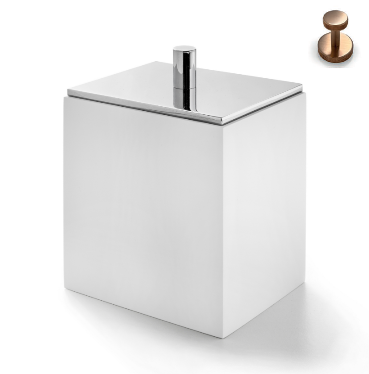 Контейнер 3SC BeMood с крышкой 100x80x125 мм цвет белый/Warm Brushed Bronze BEMW48AWBB