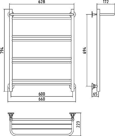 Полотенцесушитель водяной Стилье Версия-Н1 66x79.4 см без покрытия 00621-8060
