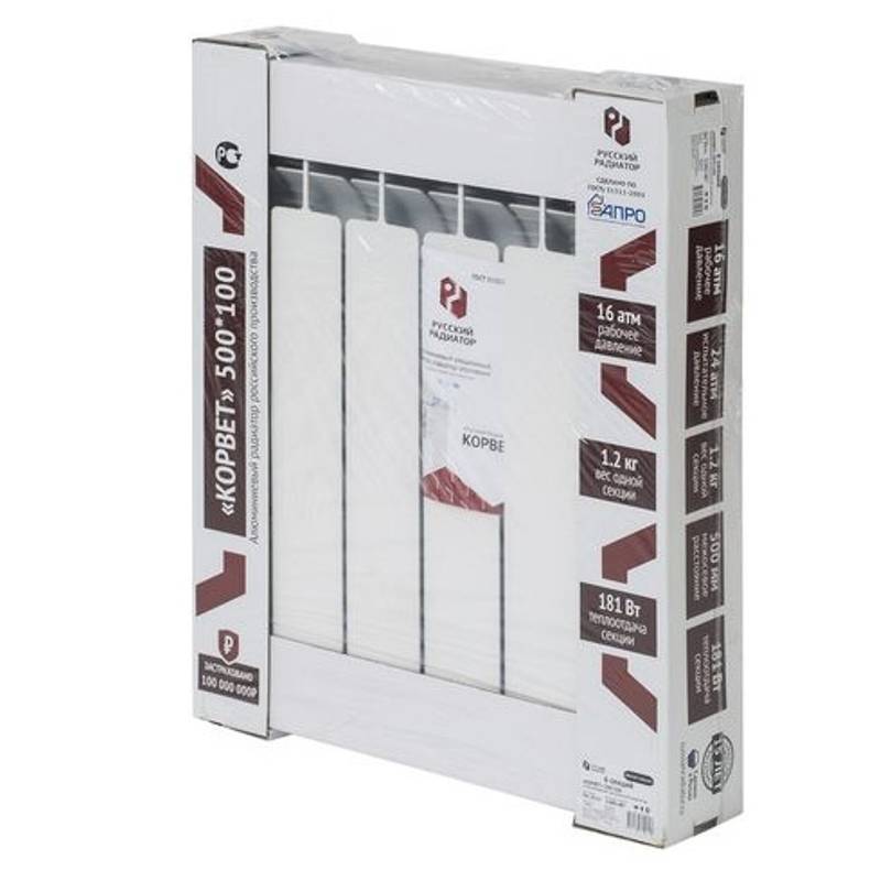 Радиатор алюминиевый Русский Радиатор Корвет 500/100 6 секций RRC500100AL06