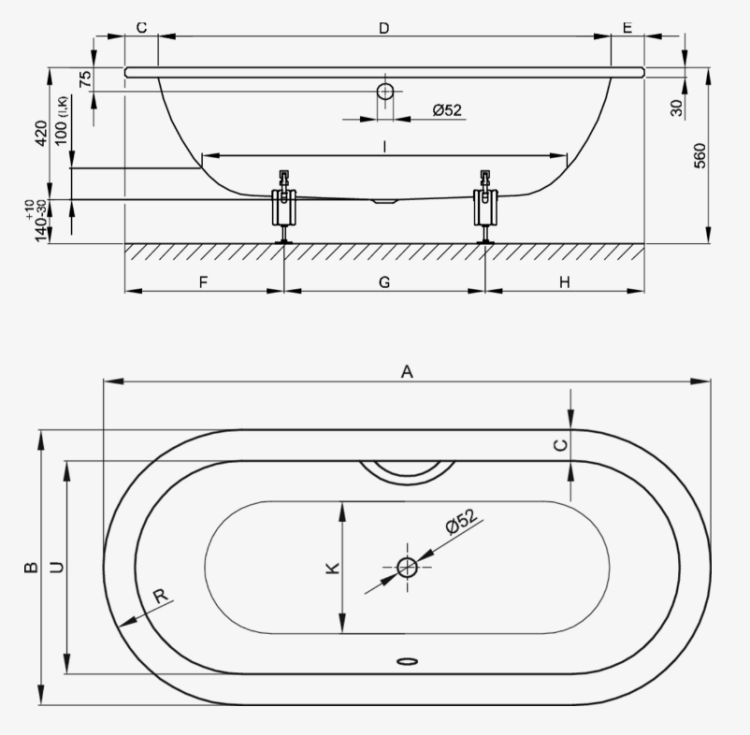 Ванна Bette BetteStarlet Oval 1500x800x420 мм BetteGlasur Plus встраиваемая белая 2700-000PLUS